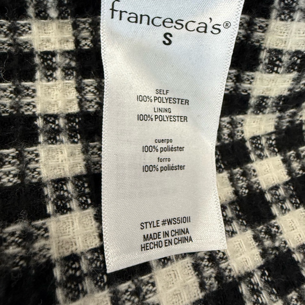Francesca's Collections Black & White Gingham Mini Pinafore Dress - Picture 7 of 7